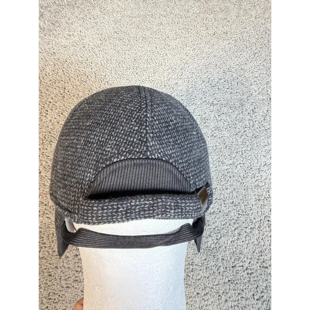 EDIKO Hat Trapper Mens One Size Gray Herringbone Tweed Wool Lined Ear Flap